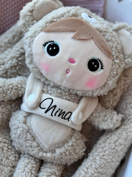 Backpack Metoo with Removable Plush doll - Beige Bear