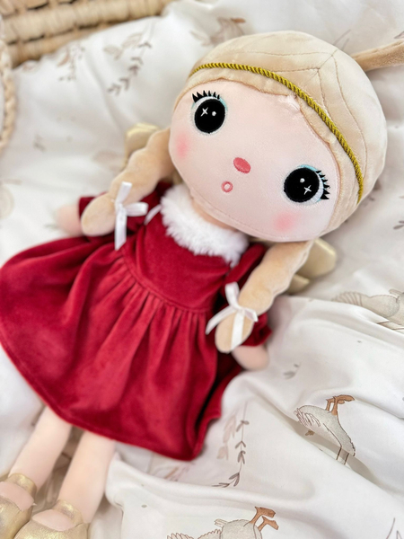 Metoo Doll Xmas Angel in red velour dress
