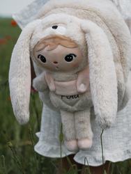 Light beige Bunny backpack with a removable Metoo plush toy
