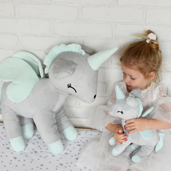 Plush Grey/mint Unicorn XL- Giant size