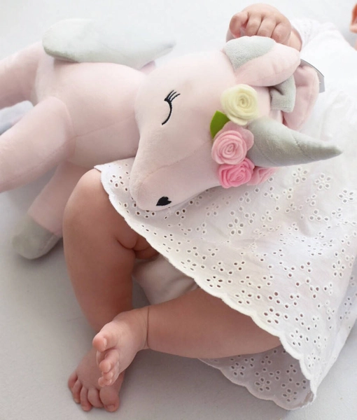 Plush Pink Unicorn with flower wreath M size