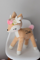 Plush Deer with color flower wreath