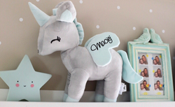 Plush Grey/mint Unicorn M size