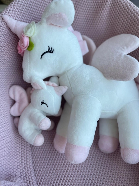 Plush White Unicorn with flower wreath L size