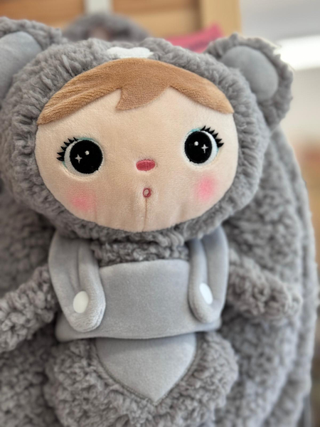 Backpack Metoo with Removable Plush doll - Grey Bear