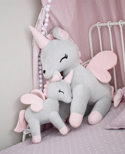 Plush Grey-Pink Unicorn XL- Giant size