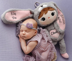 Metoo Grey/Pink Bunny 50cm