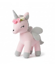 Plush Pink Unicorn with flower wreath L size