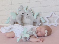 Plush Grey/mint Unicorn M size
