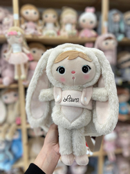 Light beige Bunny backpack with a removable Metoo plush toy