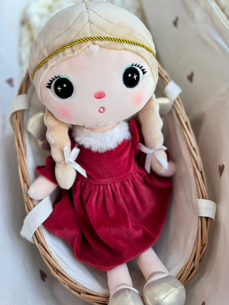 Metoo Doll Xmas Angel in red velour dress
