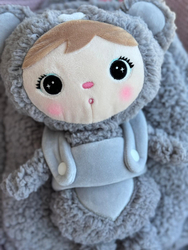 Backpack Metoo with Removable Plush doll - Grey Bear
