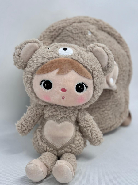 Backpack Metoo with Removable Plush doll - Beige Bear