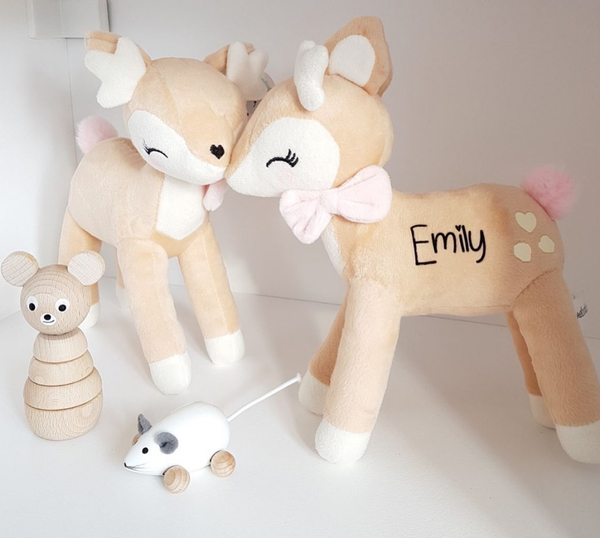 Plush Deer with pink bow from Melootka