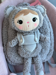 Backpack Metoo with Removable Plush doll - Grey Bear