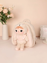 Light beige Bunny backpack with a removable Metoo plush toy