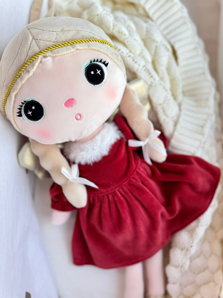 Metoo Doll Xmas Angel in red velour dress