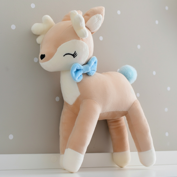 Plush Deer with blue bow from Melootka