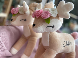Plush Deer with color flower wreath
