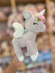 Plush Grey/mint Unicorn with flower wreath M size