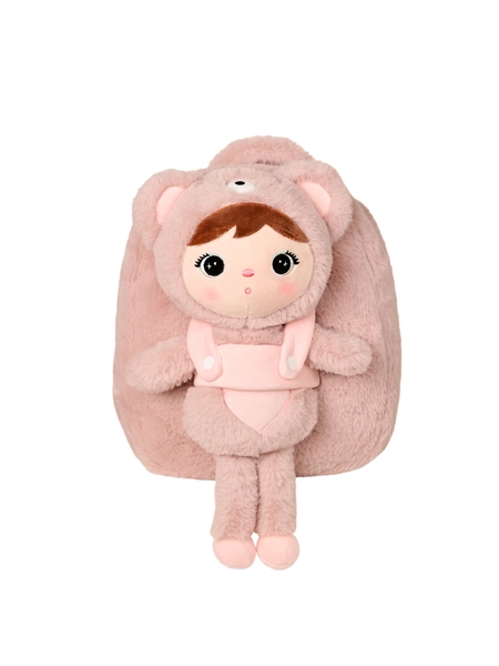 Metoo Pink Bear backpack with a removable doll