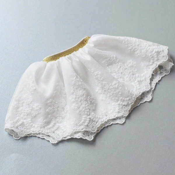 Tulle skirt with lace - White - doll clothes