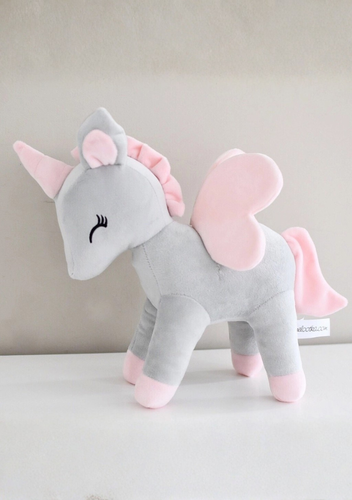 Plush Grey-Pink Unicorn L size