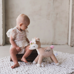 Plush Deer with color flower wreath