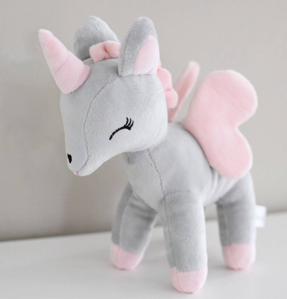 Plush Grey-Pink Unicorn M size