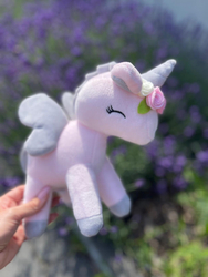 Plush Pink Unicorn with flower wreath M size