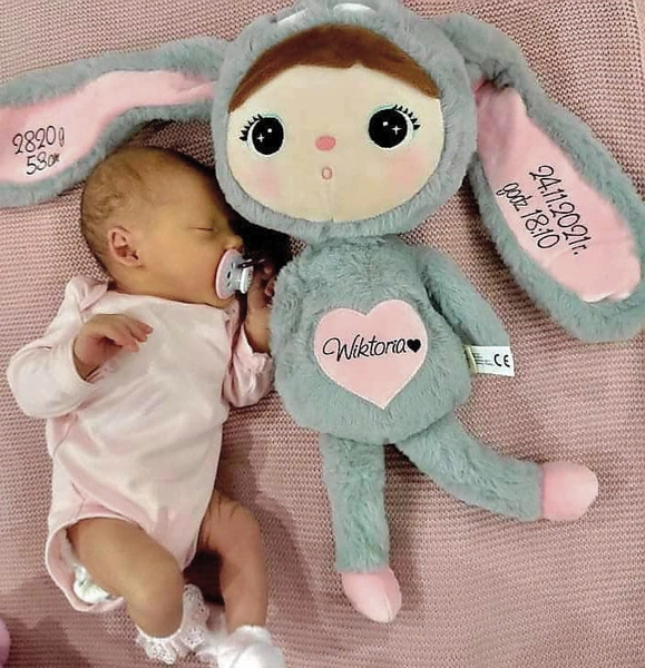 Metoo Grey/Pink Bunny 50cm