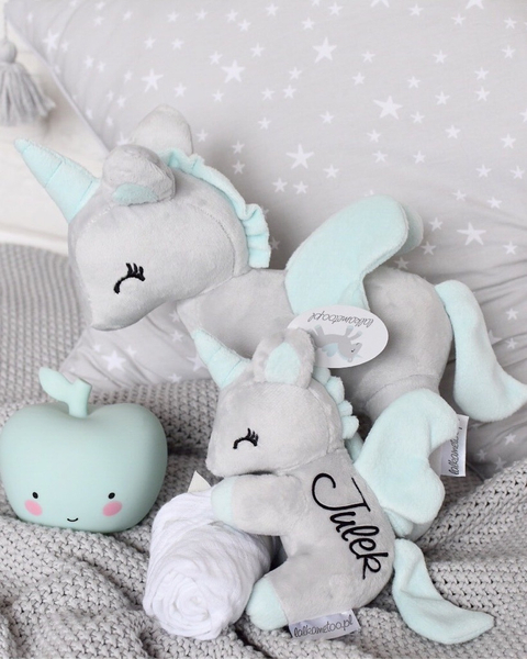 Plush Grey/mint Unicorn M size