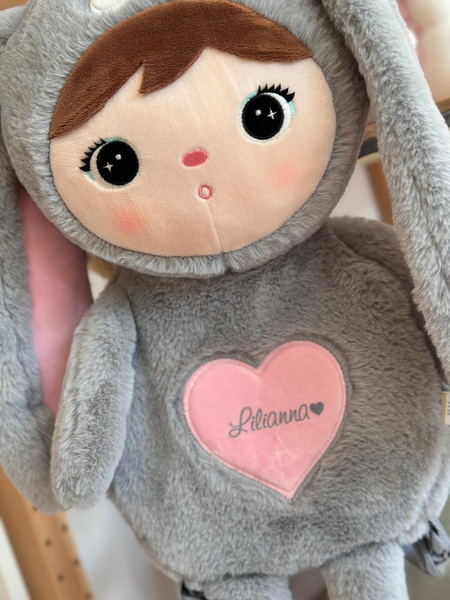 Metoo Grey/Pink Bunny Backpack