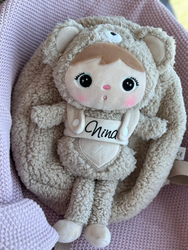 Backpack Metoo with Removable Plush doll - Beige Bear