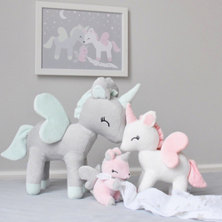 Plush Grey/mint Unicorn L size