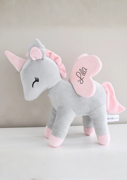 Plush Grey-Pink Unicorn L size
