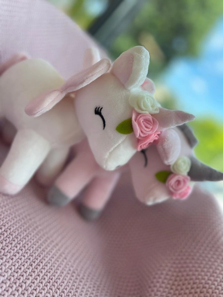 Plush Pink Unicorn with flower wreath M size
