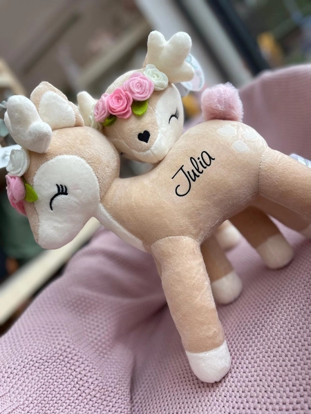 Plush Deer with color flower wreath