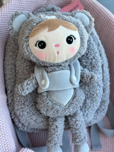 Backpack Metoo with Removable Plush doll - Grey Bear