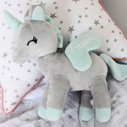 Plush Grey/mint Unicorn L size