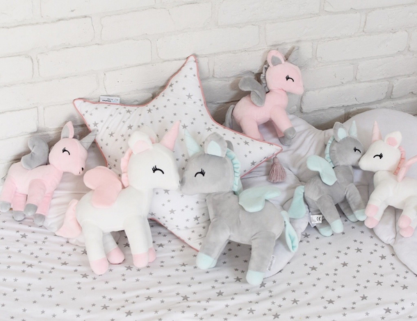 Plush Grey/mint Unicorn M size