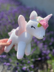Plush White Unicorn with flower wreath M size