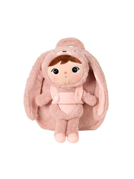 Metoo Pink Rabbit backpack with a removable doll
