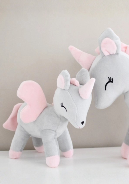 Plush Grey-Pink Unicorn M size