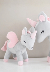 Plush Grey-Pink Unicorn M size
