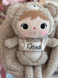 Backpack Metoo with Removable Plush doll - Beige Bear