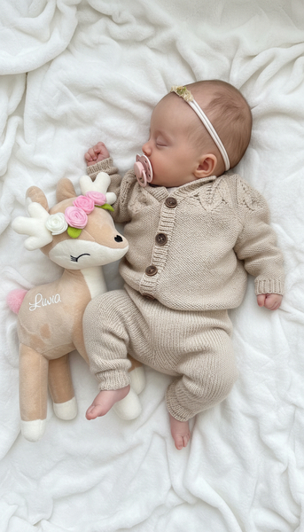Plush Deer with color flower wreath